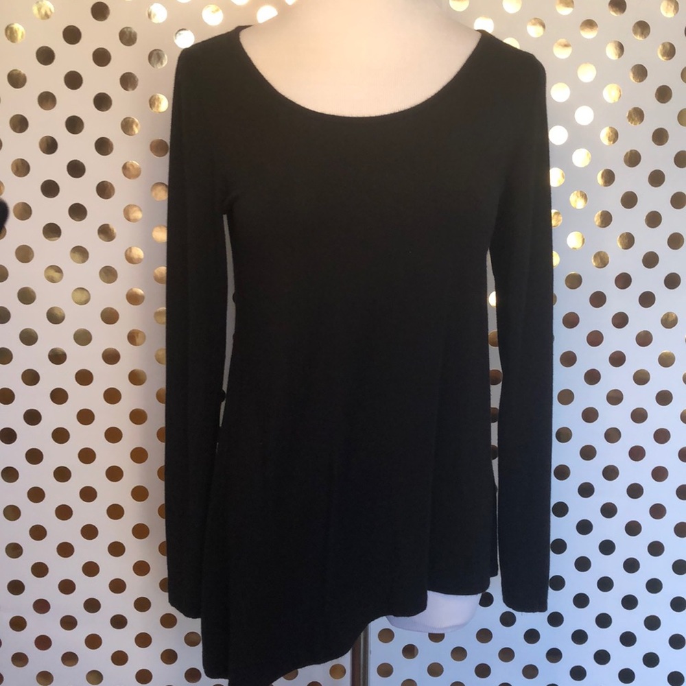 TART Asymmetrical Black Long Sleeved Tee Xs
